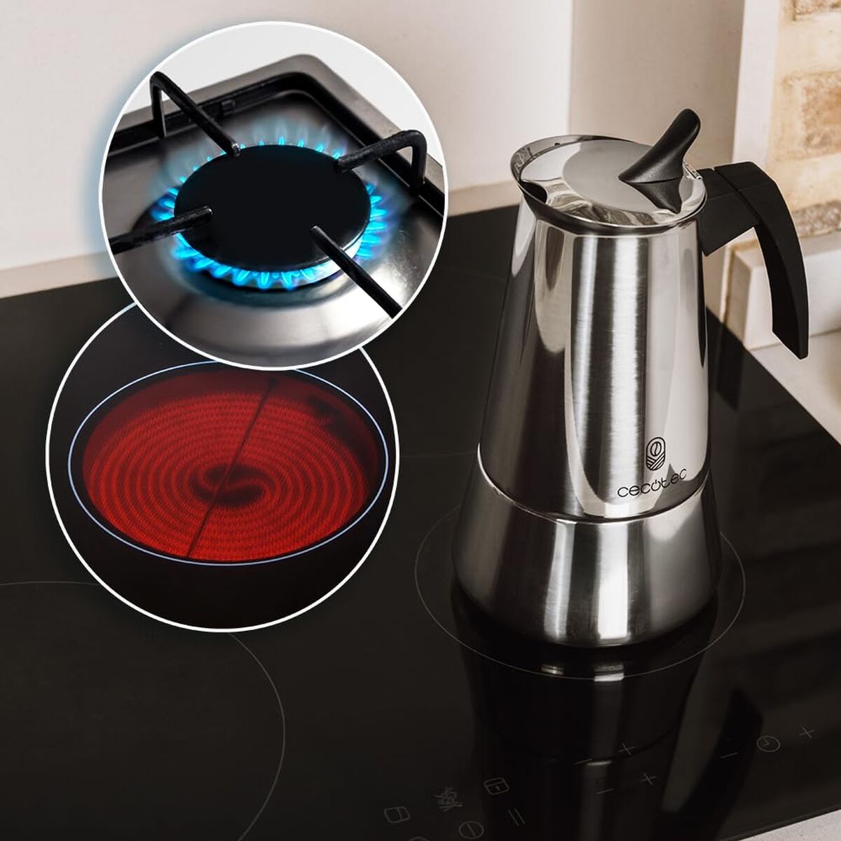 Cecotec Italian Coffee Maker Piccolina 200 Bronze 2 Cups Stainless Steel Bronze-6