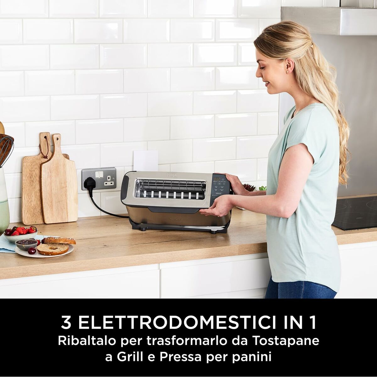 Ninja Foodi 3-in-1 Toaster, Grill & Panini Press ST200UK - 2400W, 7 Functions, Silver/Black