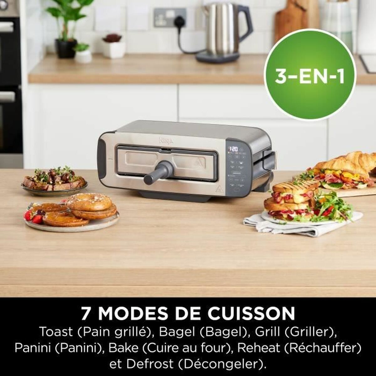 Ninja Foodi 3-in-1 Toaster, Grill & Panini Press ST200UK - 2400W, 7 Functions, Silver/Black