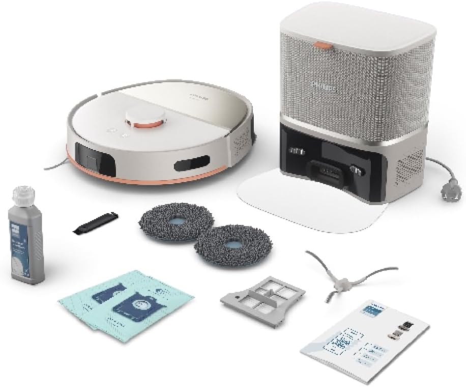 Philips HomeRun 5000 Series Aqua Robot Vacuum & Mop - 4800mAh, 10000Pa Suction, Self-Emptying Station