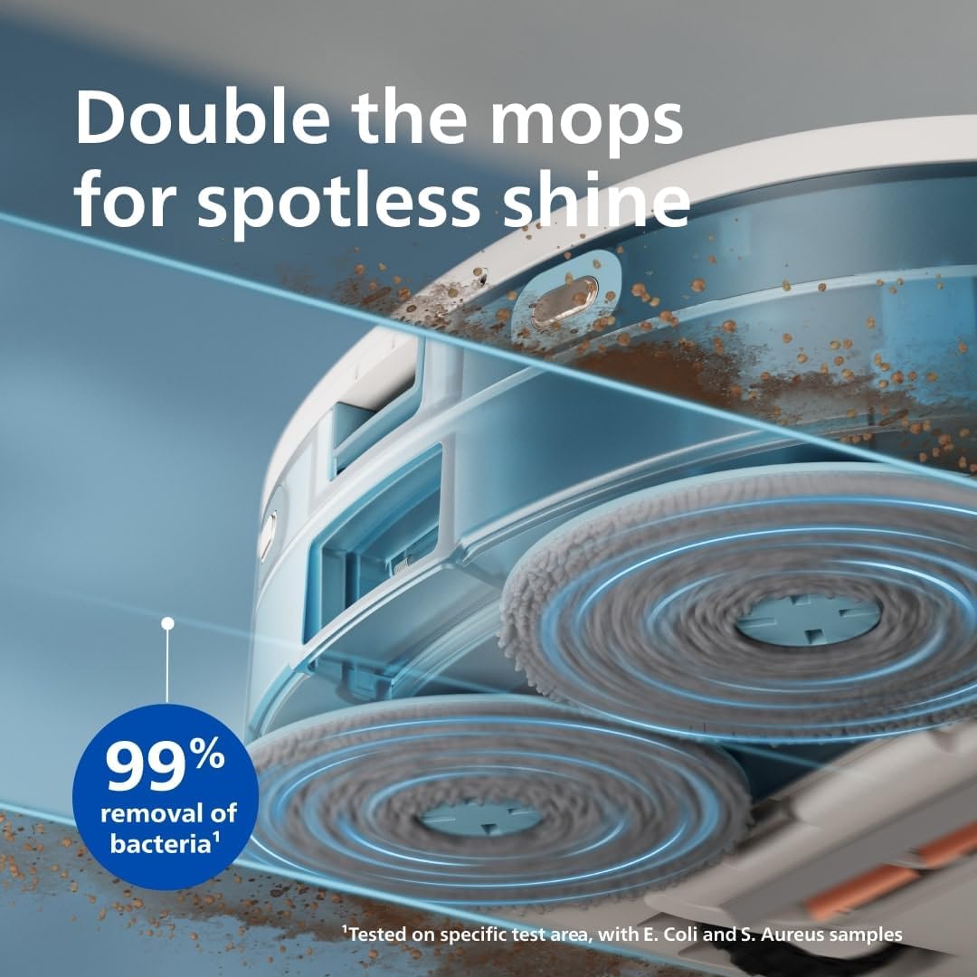 Philips HomeRun 5000 Series Aqua Robot Vacuum & Mop - 4800mAh, 10000Pa Suction, Self-Emptying Station