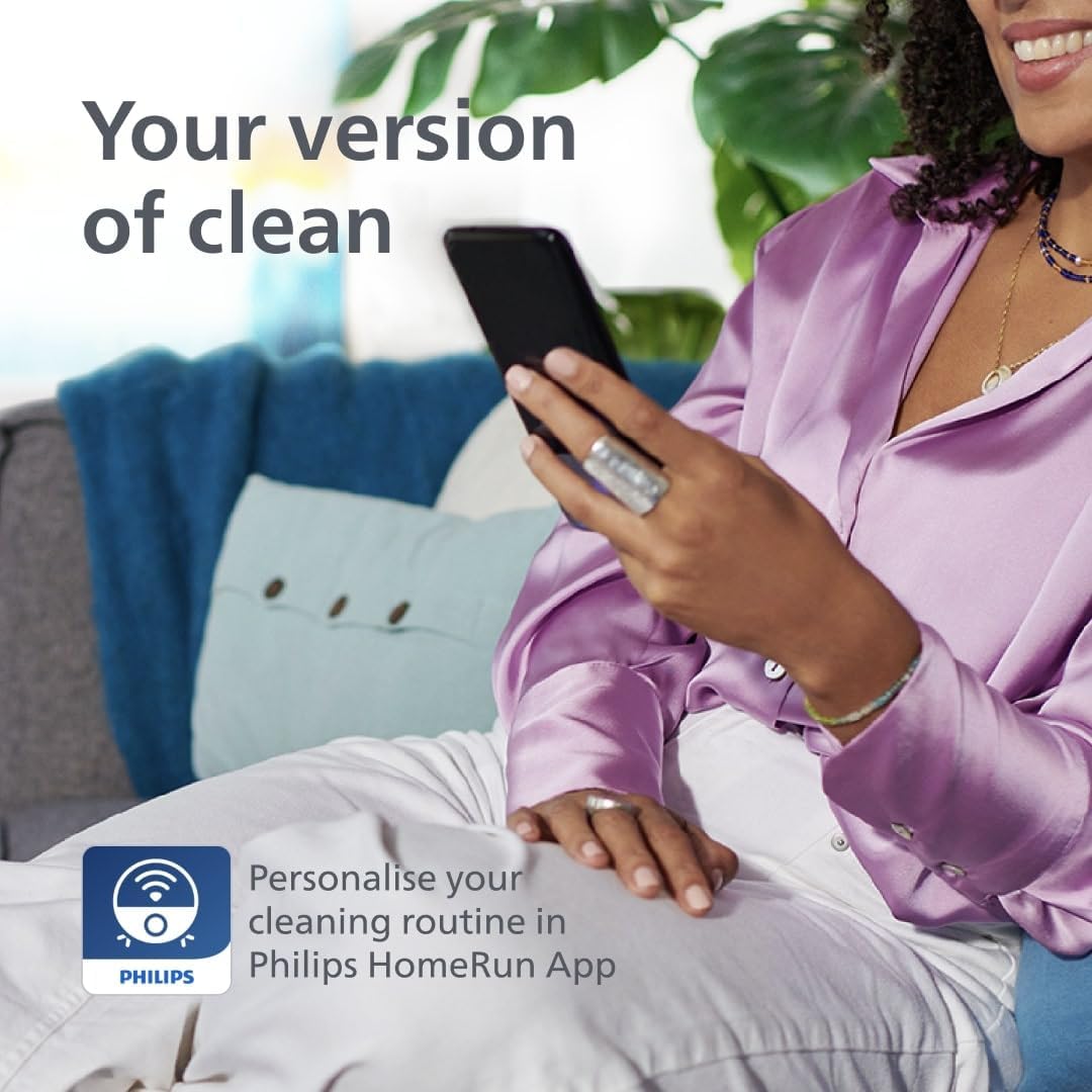 Philips HomeRun 5000 Series Aqua Robot Vacuum & Mop - 4800mAh, 10000Pa Suction, Self-Emptying Station