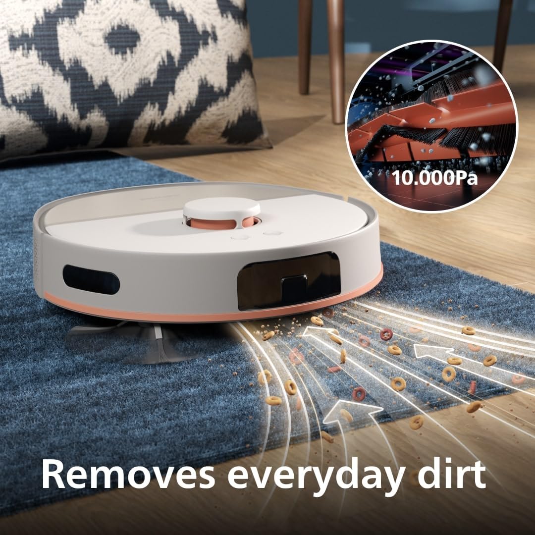 Philips HomeRun 5000 Series Aqua Robot Vacuum & Mop - 4800mAh, 10000Pa Suction, Self-Emptying Station