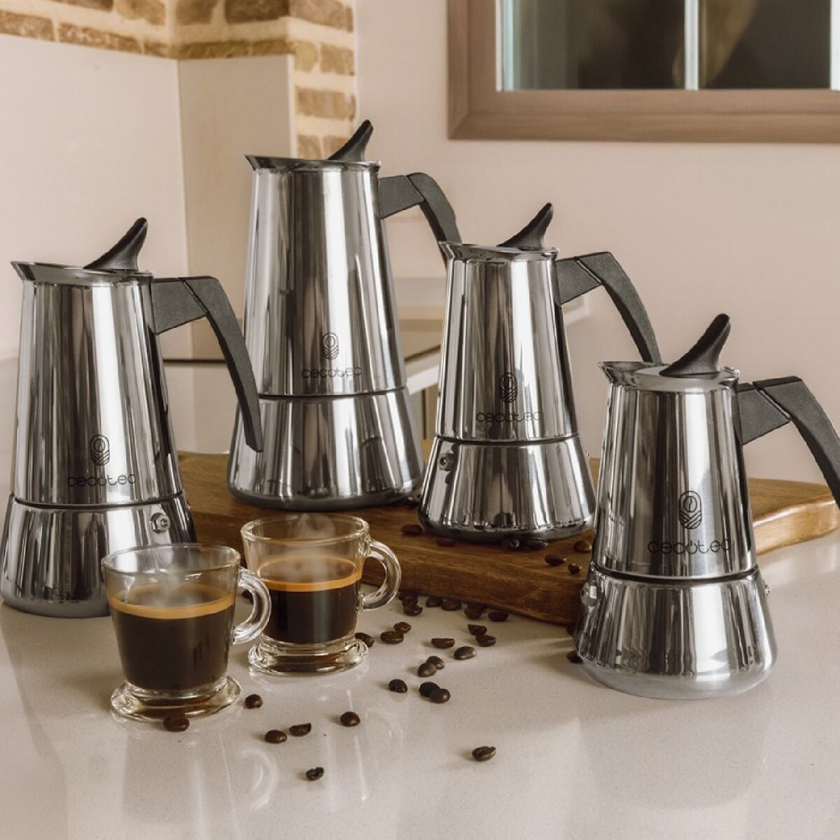 Italian Coffee Pot Cecotec Piccolina 200 2 Cups 100 ml Steel Stainless steel-2