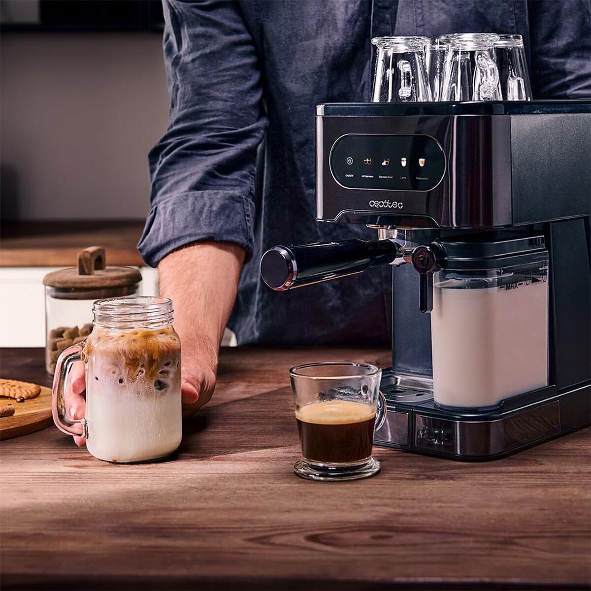 Cecotec Power Espresso 20 ColdBrew Latte 1350W 20bar Black Manual Coffee Machine-6