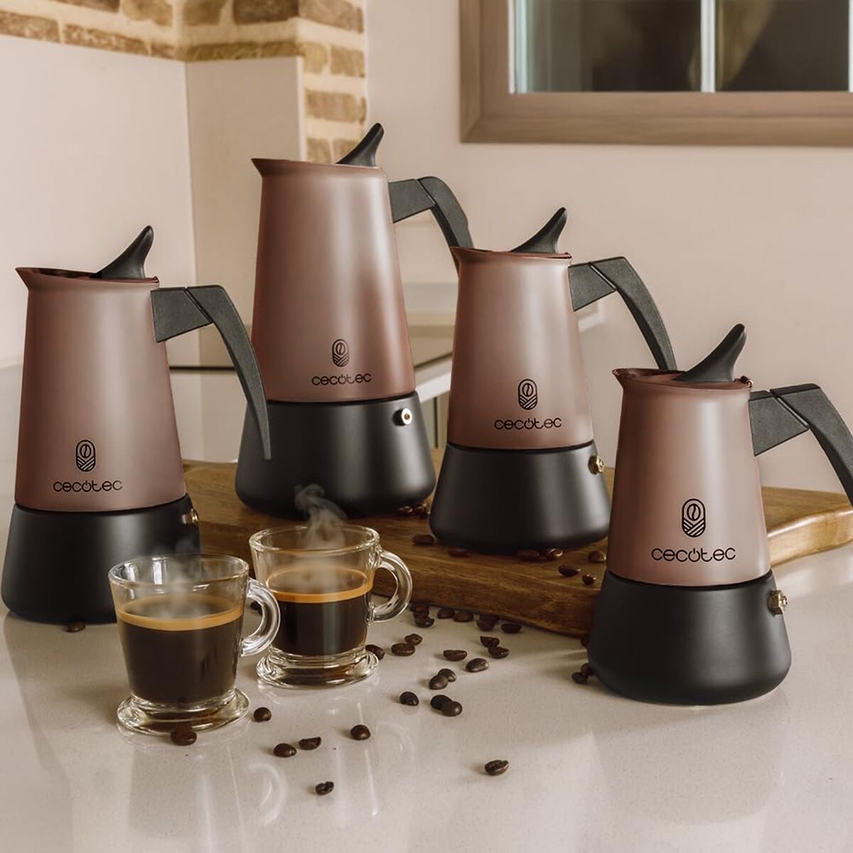 Cecotec Italian Coffee Maker Piccolina 200 Bronze 2 Cups Stainless Steel Bronze-1